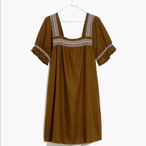 Madewell Smocked-Neck Puff-Sleeve Mini Dress NWT
